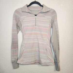 Lululemon Race With Grace 1/2 Zip II  Sanctity Stripe Heathered Silver size 4